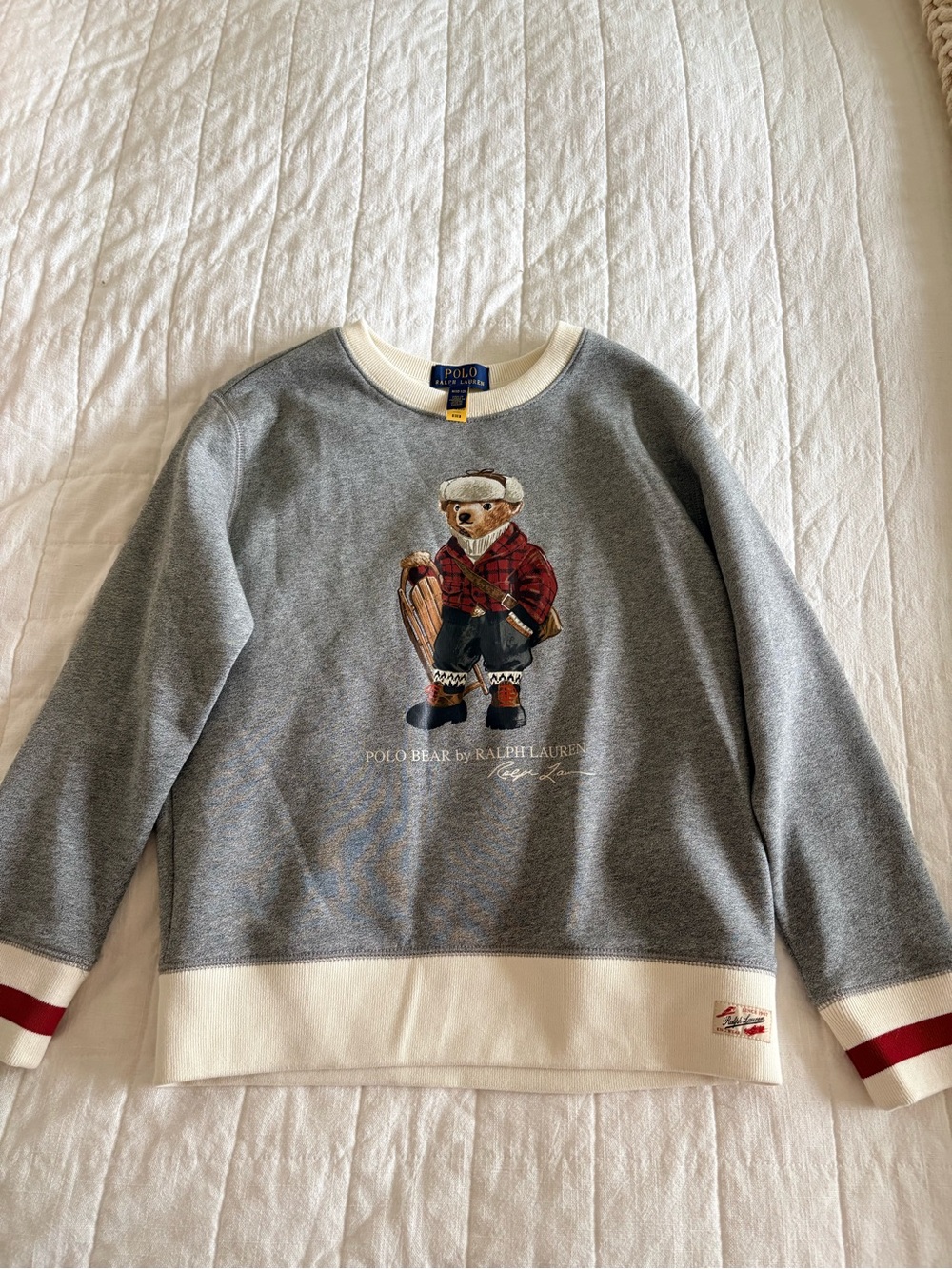 Polo Ralph Lauren Bear Gray Crewneck Sweatshirt - Medium